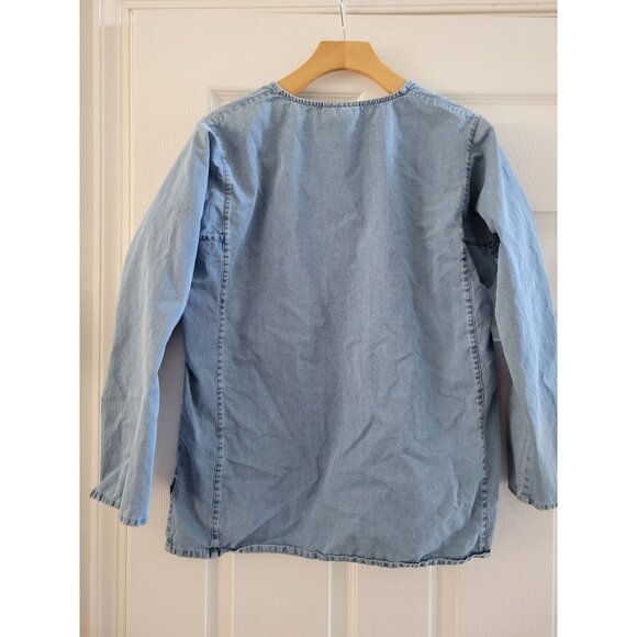 A.P.C APC Womens Blue Chambray top size Medium long sleeve Clean Girl Minimalist - Picture 6 of 7